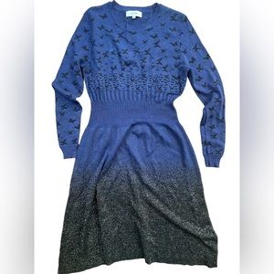 Porter Sweater Dress Butterflies Women’s Size Medium Navy‎ & Gold